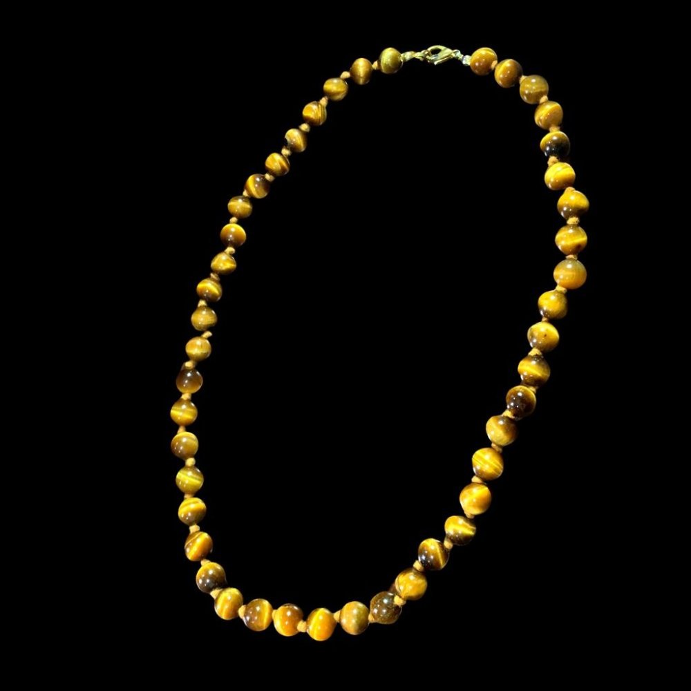17" Vintage Hand Knotted Tigers Eye Natural Stone Necklace - Capricorn